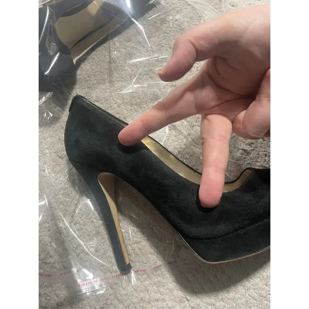 Michael Michael Kors Suede Pumps Heels Women's Size 7.5 M ST15G Leather Black
